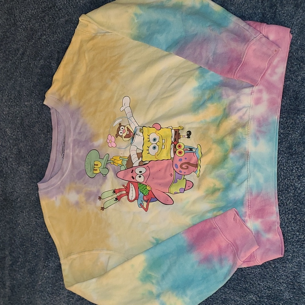 NICKELODEON Spongebob Squarepants Tye Dye Pullover Sweatshirt